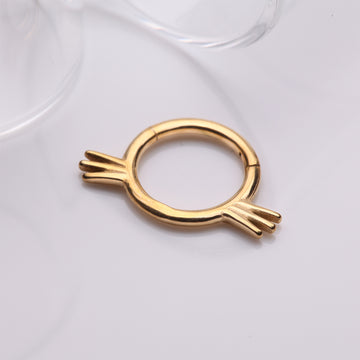Detail View 1 of Golden Adorable Kitty Cat Whisker Clicker Hoop Ring
